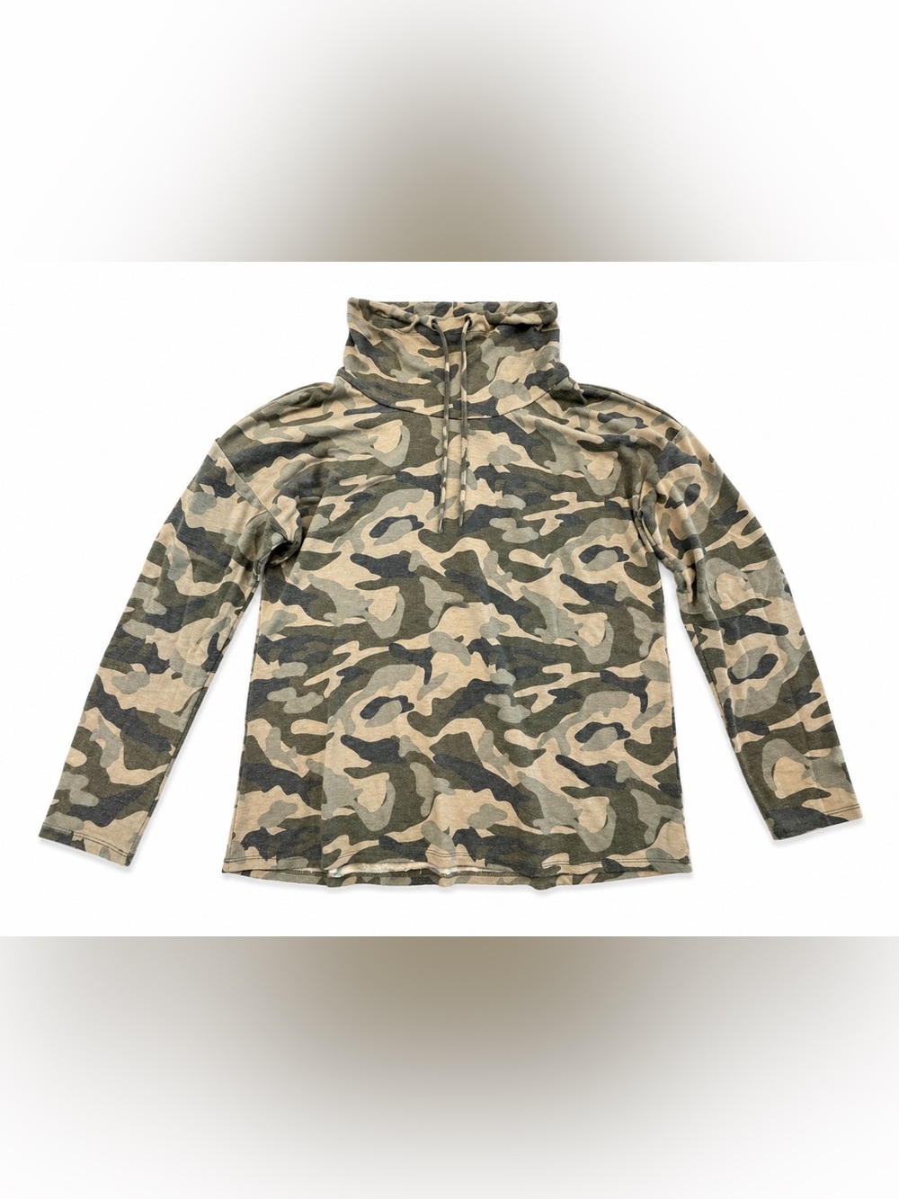 Cable & Gauge Kids Camo Quarter-Zip Hoodie - Green & Tan